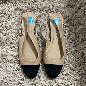 Anne Klein Beige and Black Flats